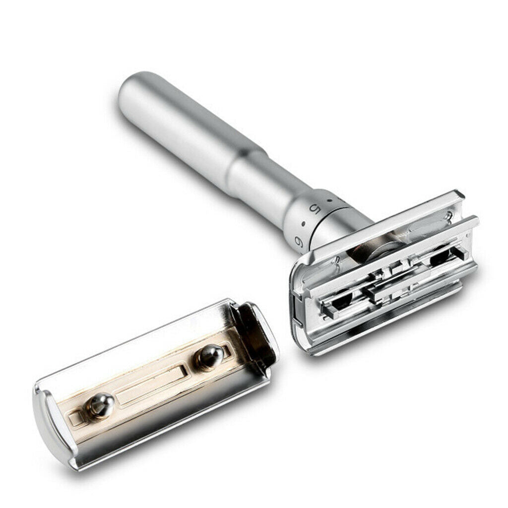 Mens Double Edge T Shaped Safety Razor Beard Shaver + Stainless Steel Blades