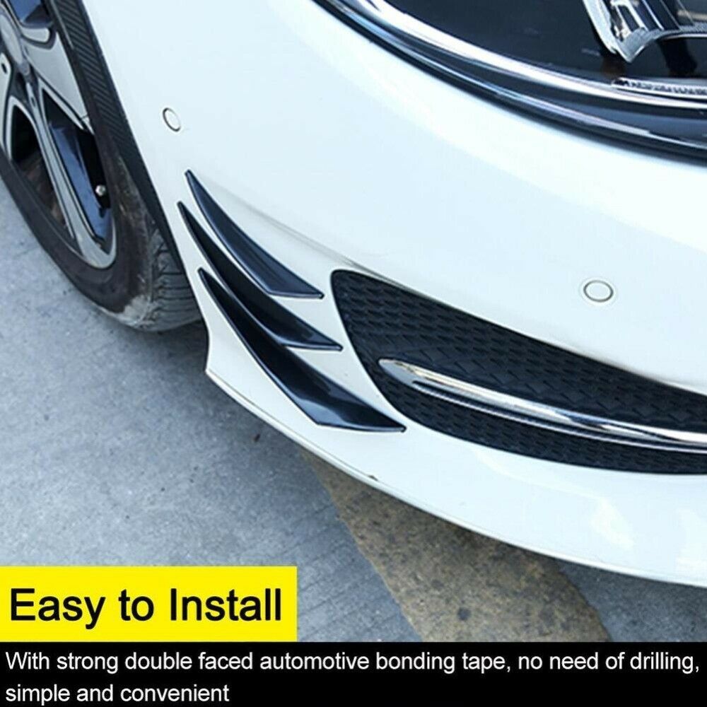 6pcs Universal Black Carbon Fiber Car Styling Accessories Front Bumper LipRubber