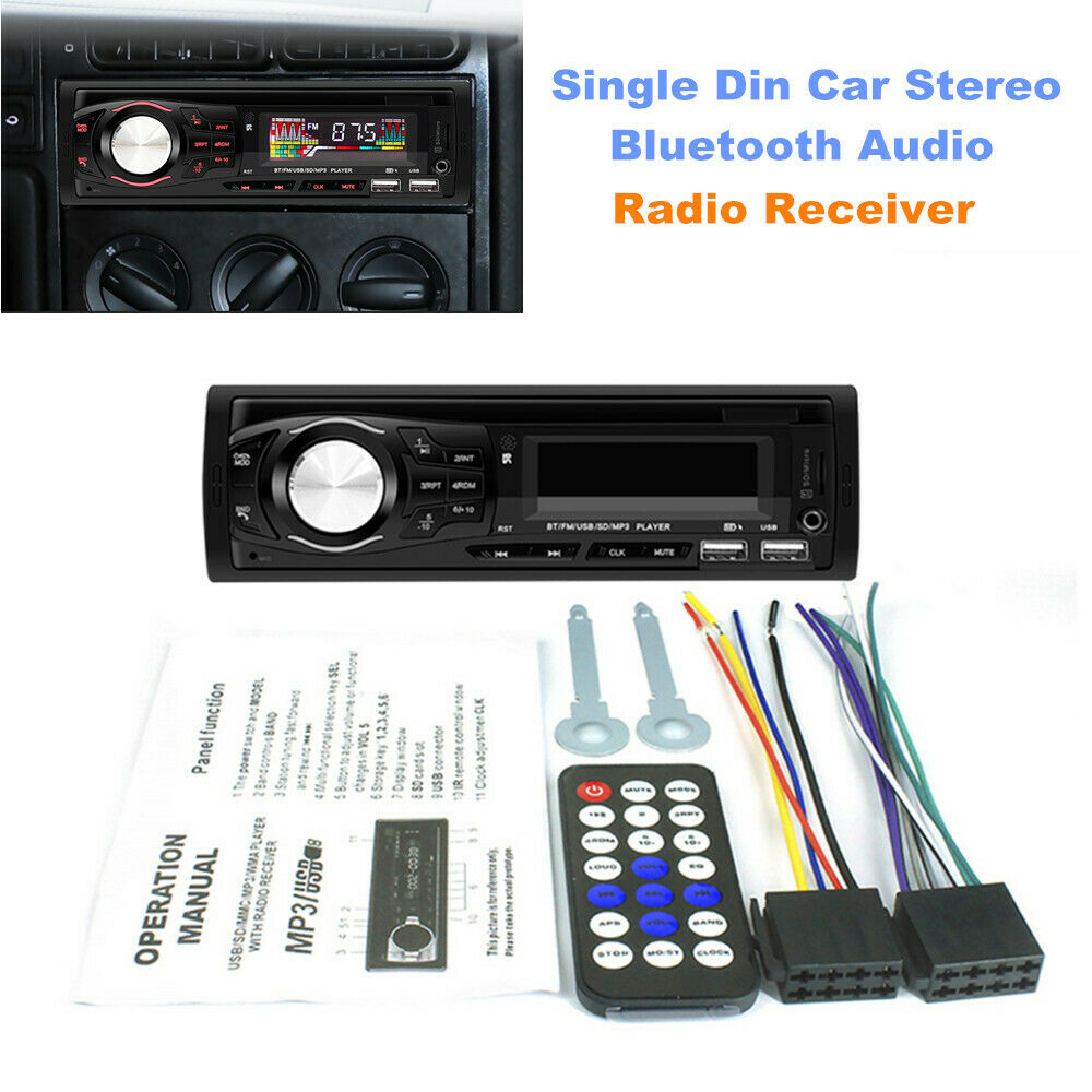 Single Din Car Stereo LCD Bluetooth Audio Multimedia MP3 USB FM Radio Receiver