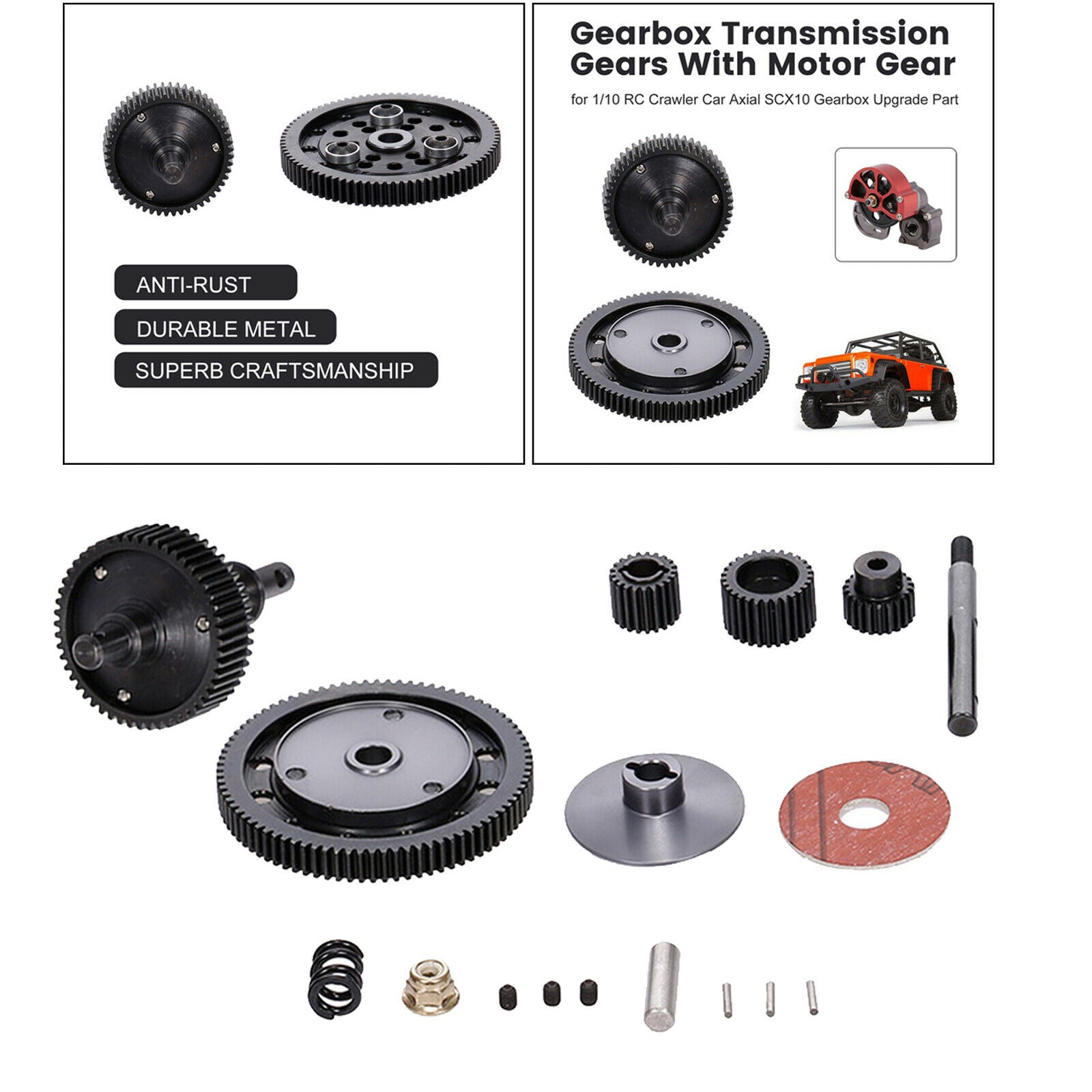 Metal Transmission Straight Gears Kit for Axial SCX10 1:10 Scale RC Car