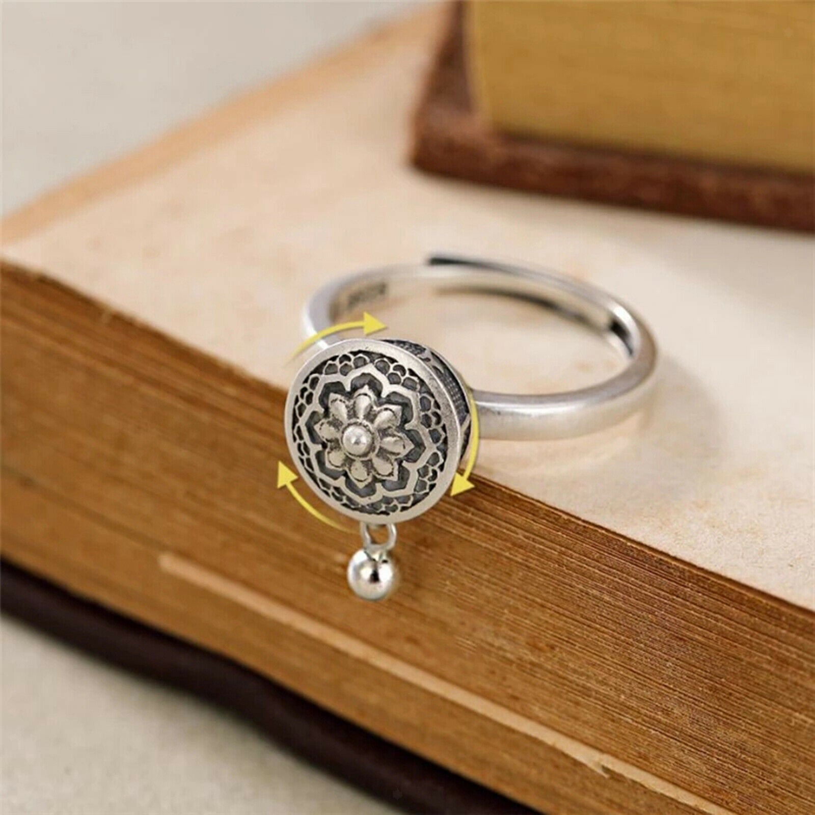2X Fashion Creative Rotatable Ring Amulet Lucky Resizable Jewelry Rings Gifts