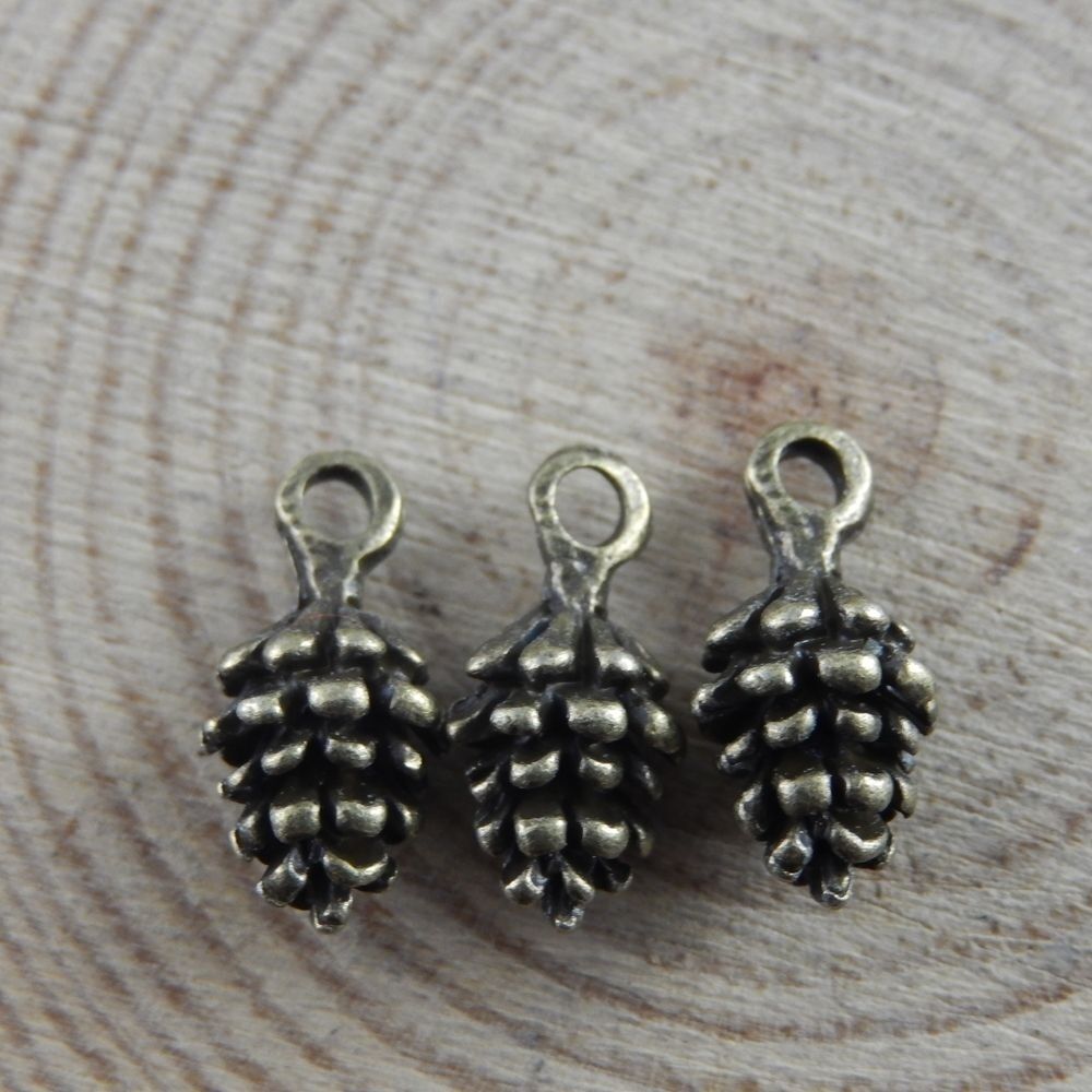 50 pcs Antiqued Bronze Pinecone Charm Alloy Bracelet Earring Pendant DIY 9*7*5mm