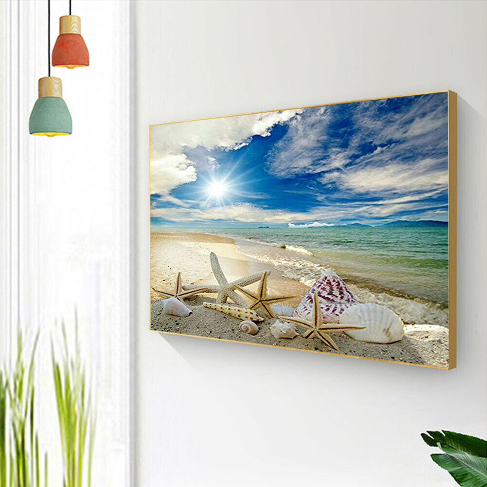 DIY Full Square Drill Diamond Painting Beach Shell Embroidery Mosaic Craft  @