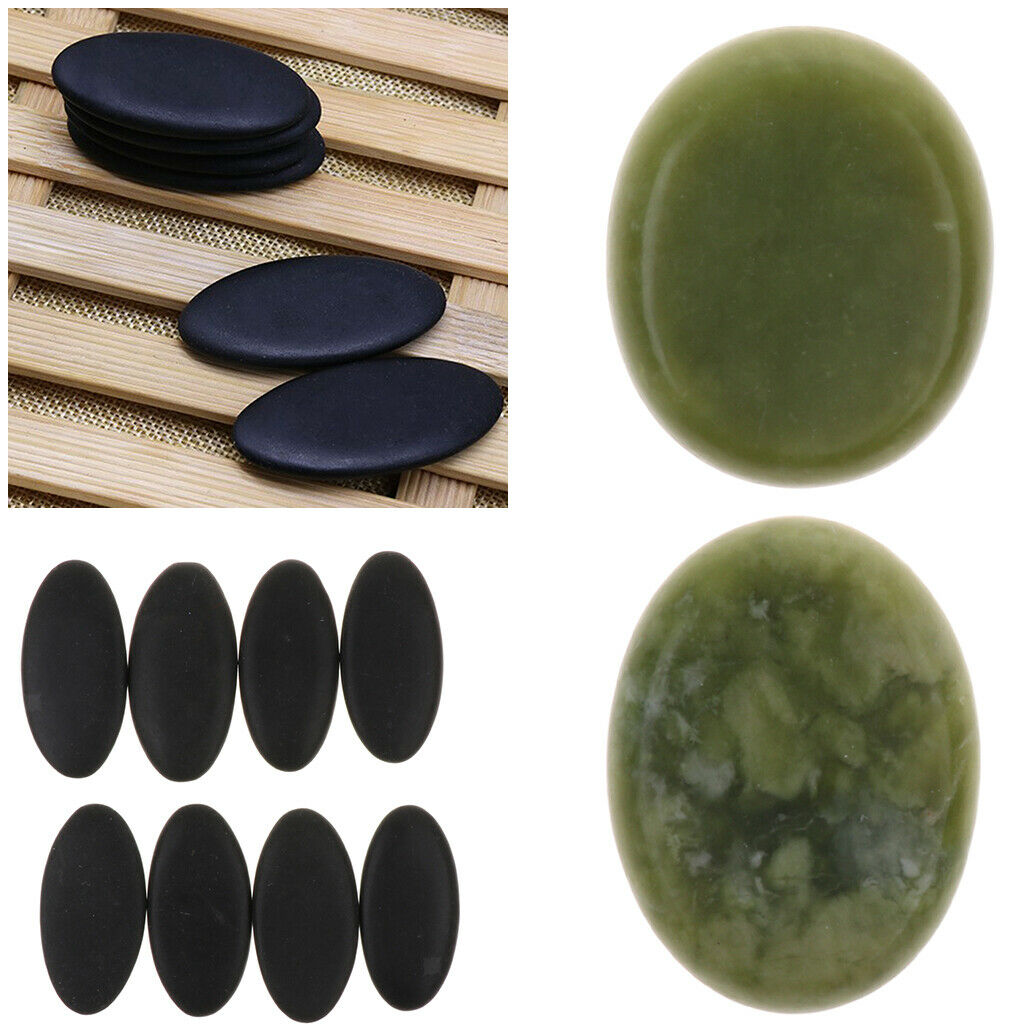 8 Pcs Large Black Natural Basalt Hot Stone Set for Massage Beauty Salon - Can be