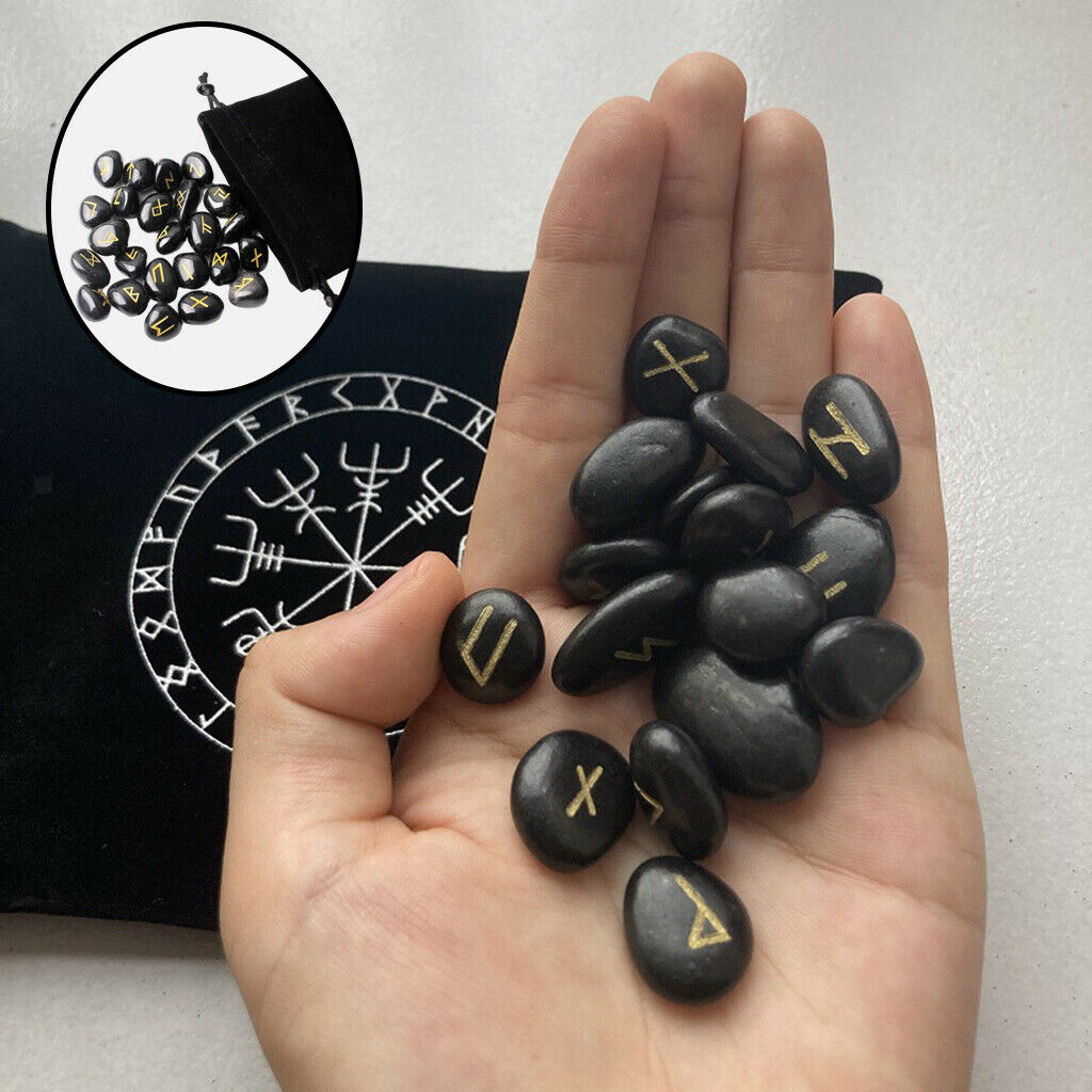25Pcs Natural Rune Stone For Divination Polished Energy Stones Gift Decor