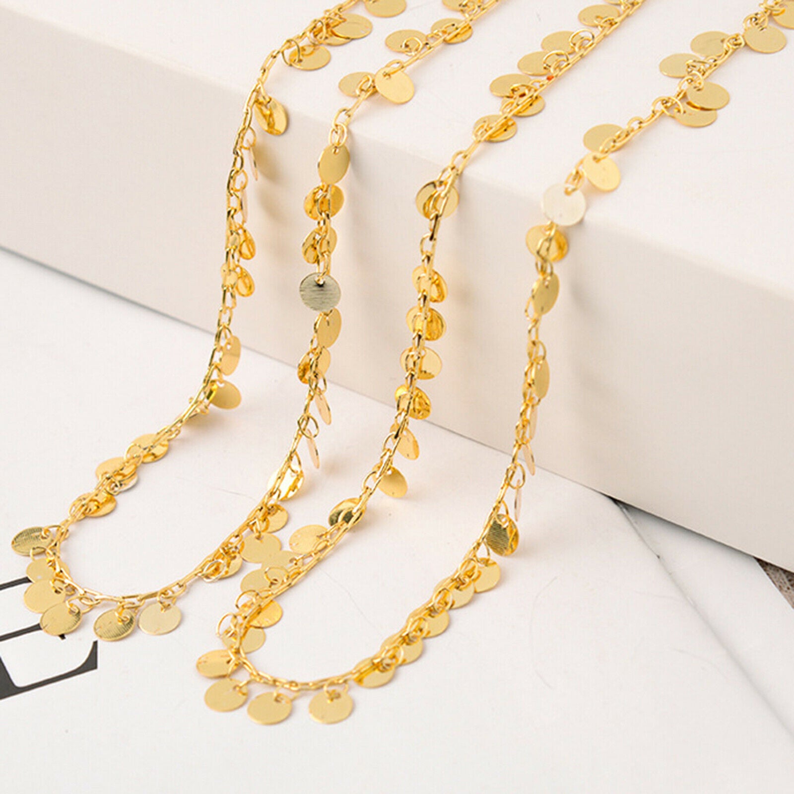 Brass Coin Link Chain Charms Pendants Circle Disc Beads for Jewelry Making Women