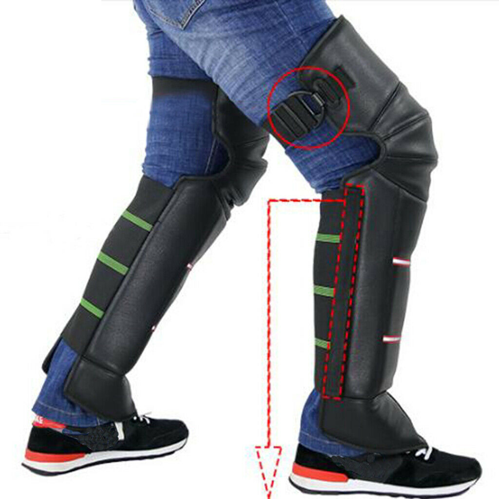 Motorcycle Motorbike Riding Long PU Knee Leg Sleeve Plush Kneepad Adjustable