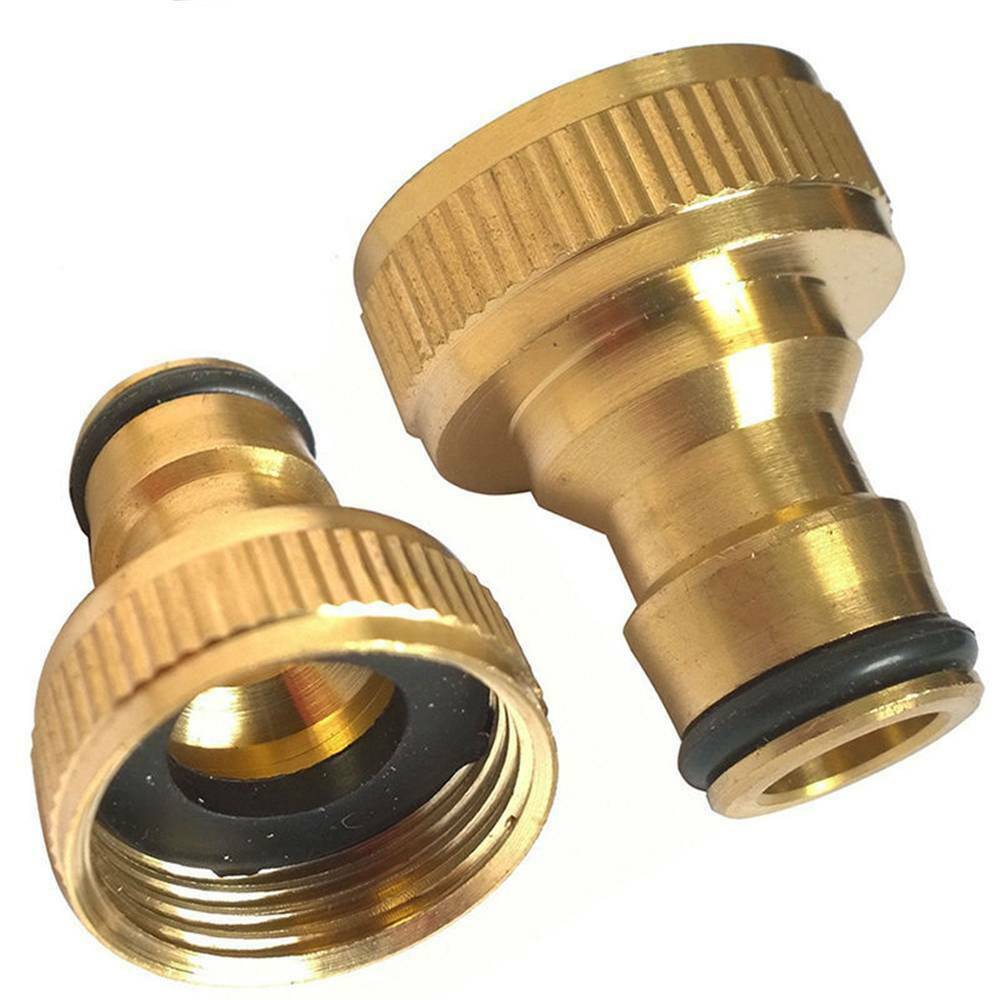 3/4" Threaded Brass Tap Adaptor Garden Water Hose Quick Pipe Connector Tool - US
