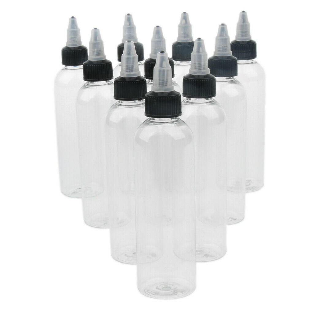 Pack of 10 Plastic Squeeze Bottles With Twist   Nozzle Tip Painting Bottle