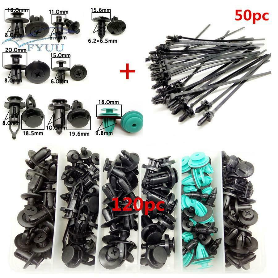 Car Door Panel Bumper Fender Cover Rivet Clamp Fastener Clip Tie Wrap Cable Kit