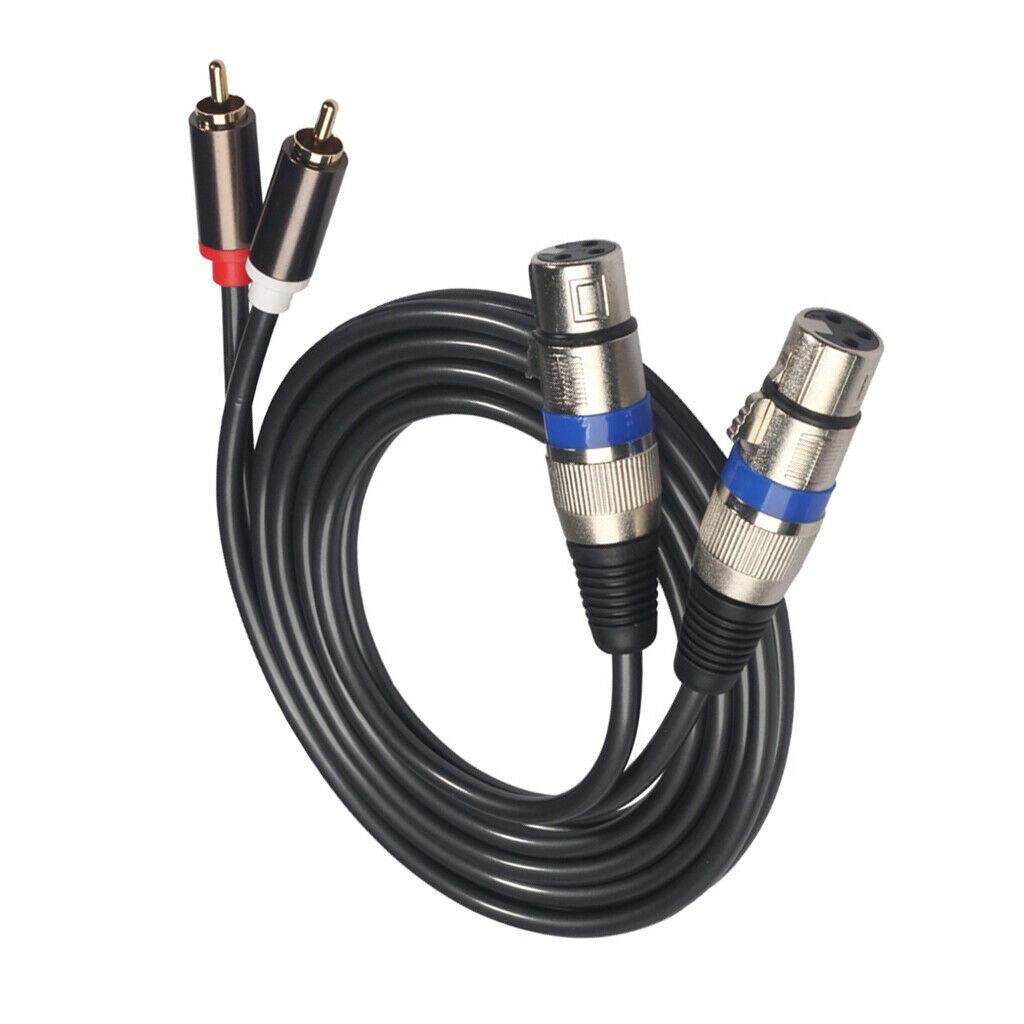 2X 2 Packs Pro Black Micophone Headphones RCA Male to XLR Cable Connector