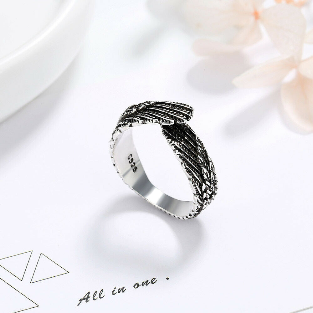 Punk Hip-Hop Adjustable Feather Wings Retro Style Open Finger Wings Open Ring