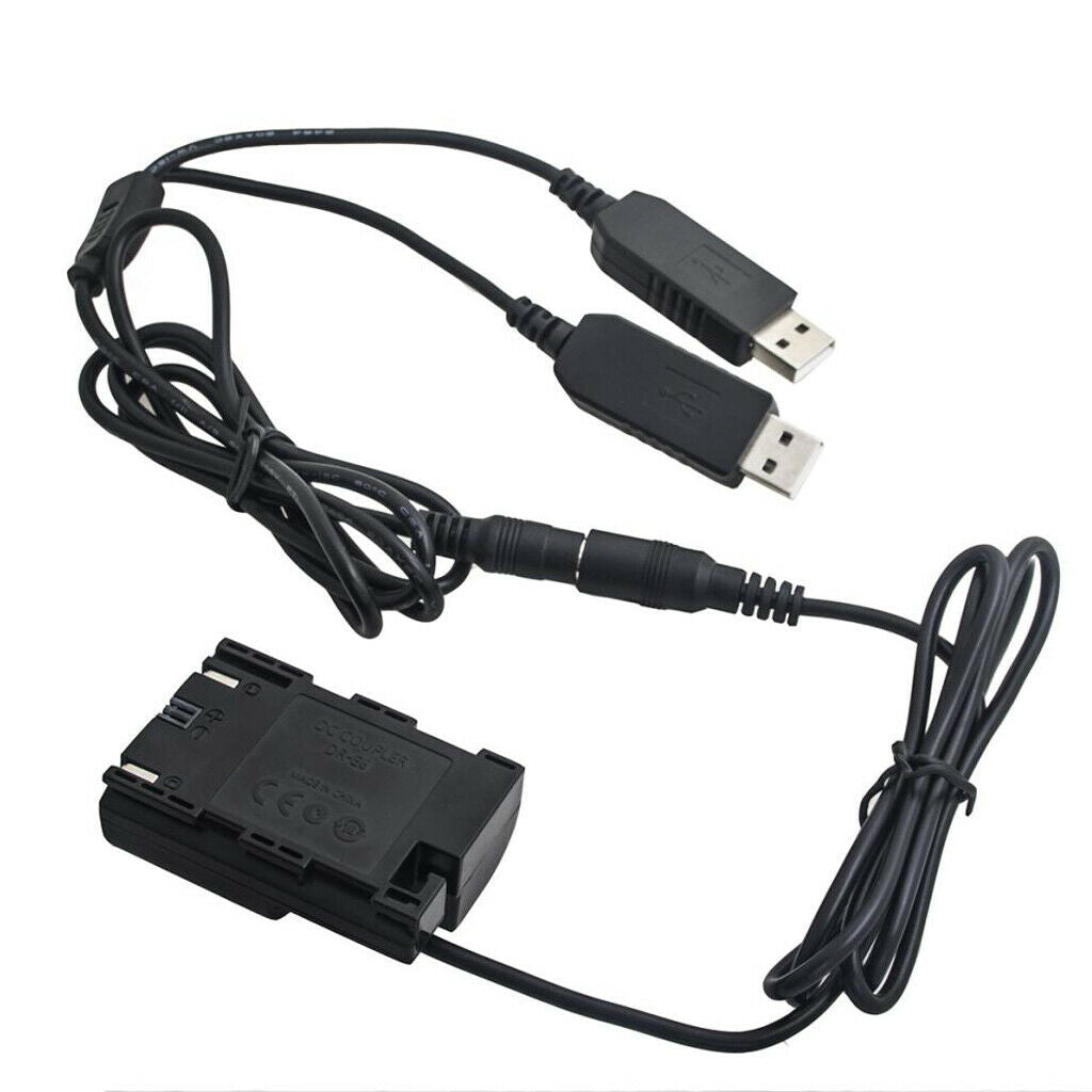 For Canon DR E6 DC coupler LP E6 dummy battery ACK E6 & USB power cord