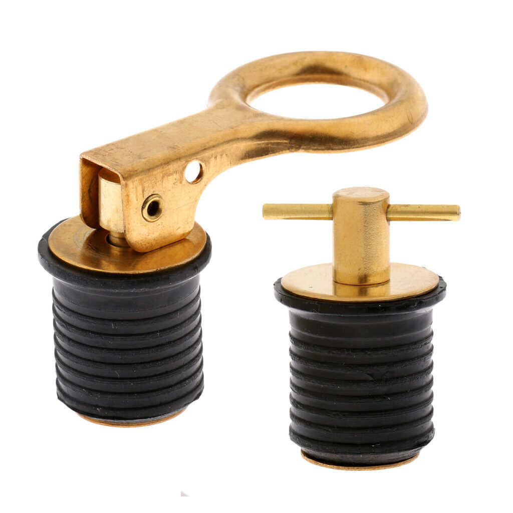 2 Pieces 1" Brass Snap/Turn Tite Boat Bailer Livewell Hull Drain Plug Plumbing