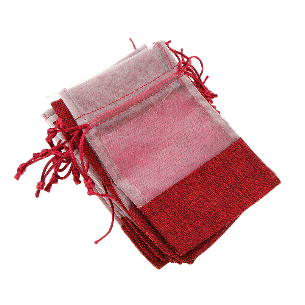 10 Pieces Cotton Linen Drawstring Bags Jewelry Pouches Bags Gift Bags