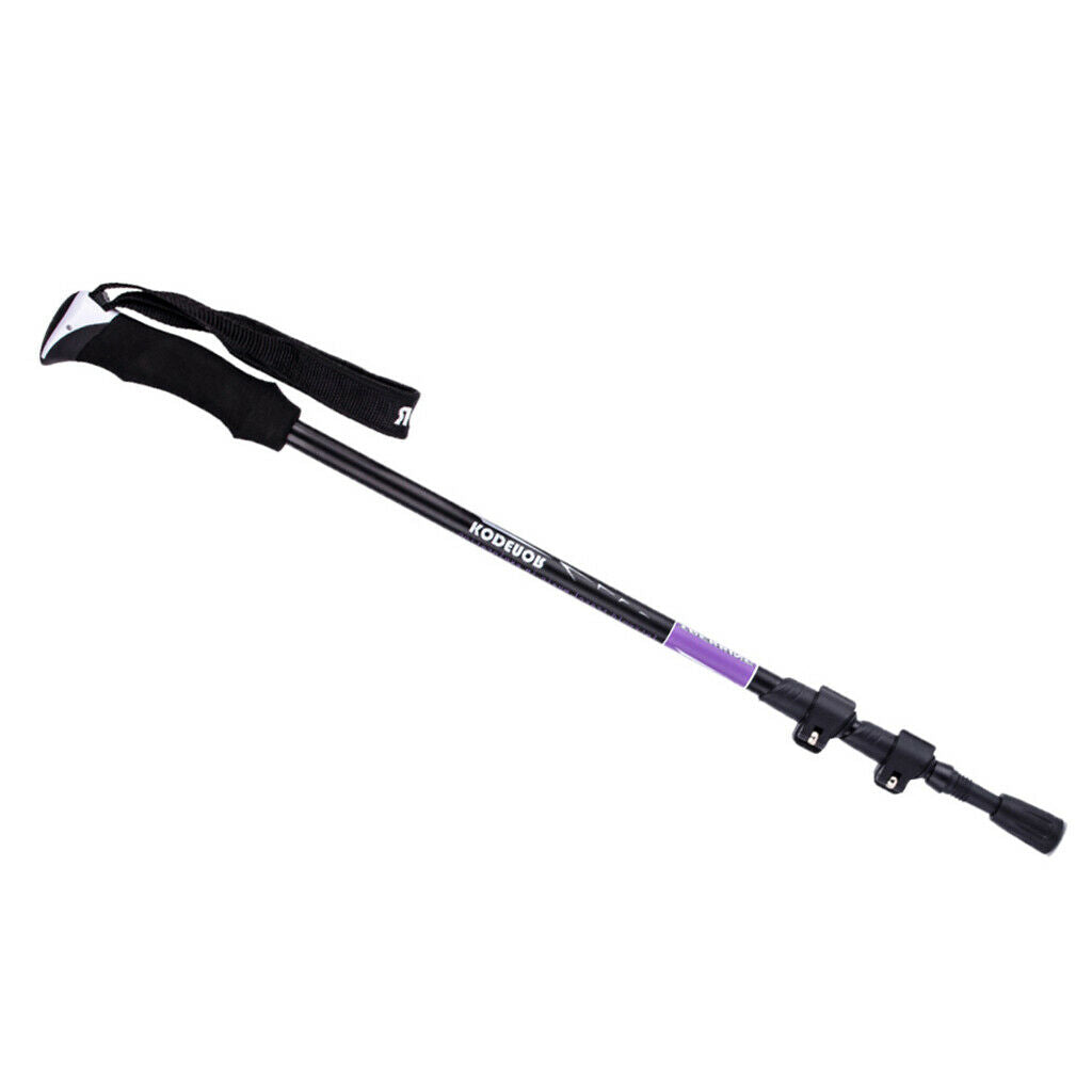 Telescopic Hiking Trekking Pole Adjustable Alloy Walking Stick   Purple