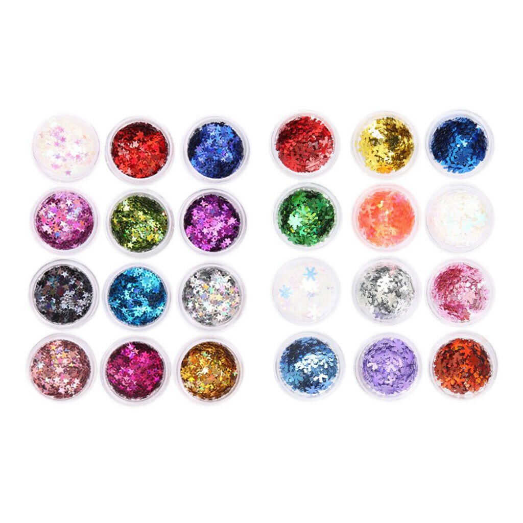 24 Pieces Snow&Star Nail Sequins Nail Art DIY Decoration for Salon Home