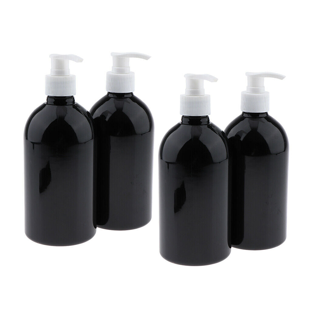 4x 500ml Empty Lotion Pump Bottle Shampoo Atomizer Travel Containers Black