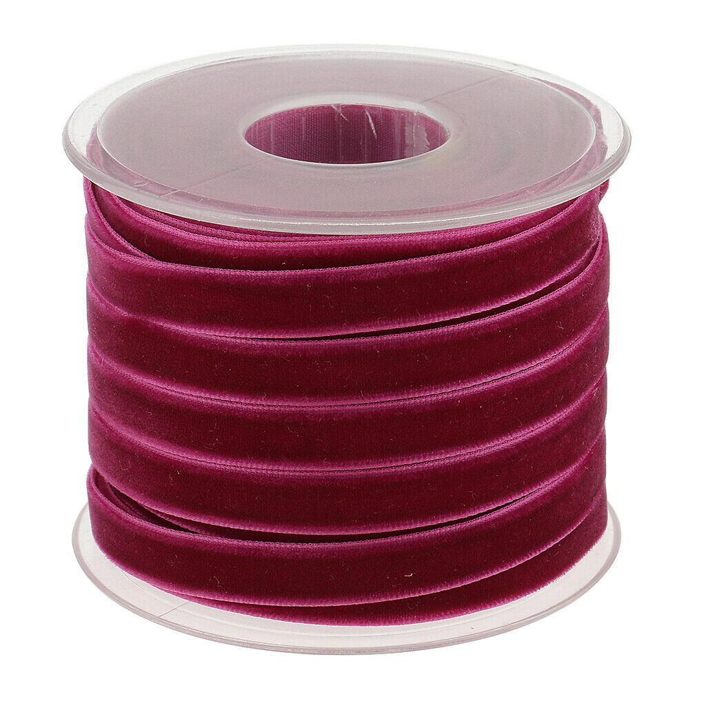 20 Yard Decorative Velvet Ribbon Headband Clips Bow Decoration Craft fuchsia