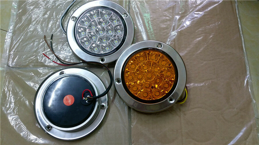 1 Pair 16-LED Super Bright White Truck Trailer Marked Tail Lights Reverse Lamps