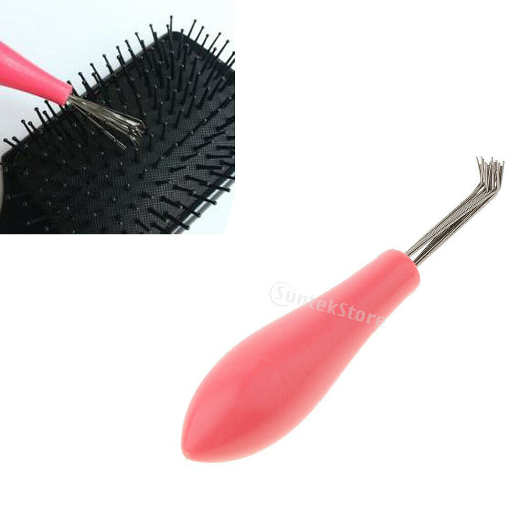 Red Comb Embedded Tools Hair Brush Cleaner Combs Cleaning Remover Plastic Handle