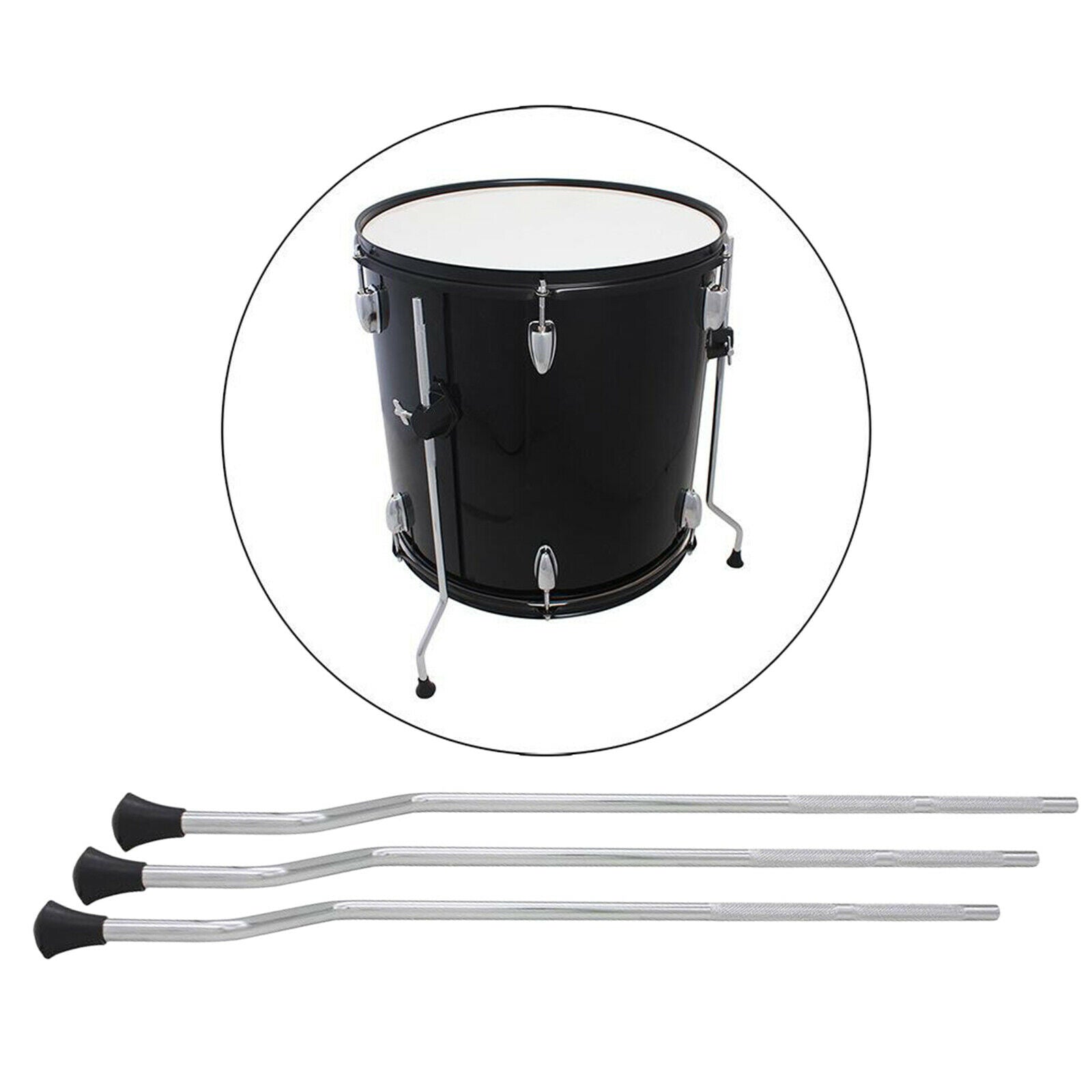 Heavy Duty Metal Tom Drum Legs Holder Rubber Feet Anti-Rust Parts Accs, with