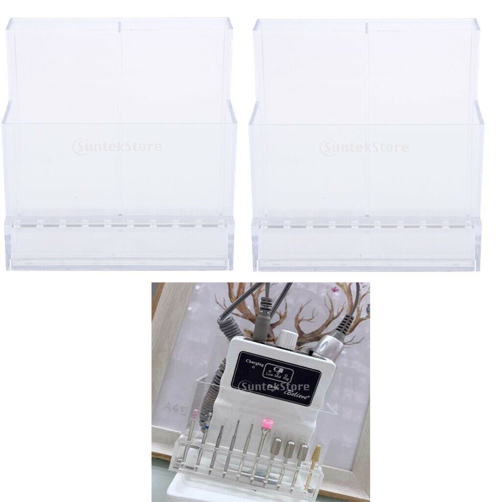 2 lot Durable Acrylic Nail Art Drill Machine Holder Stand Organizer Box Case