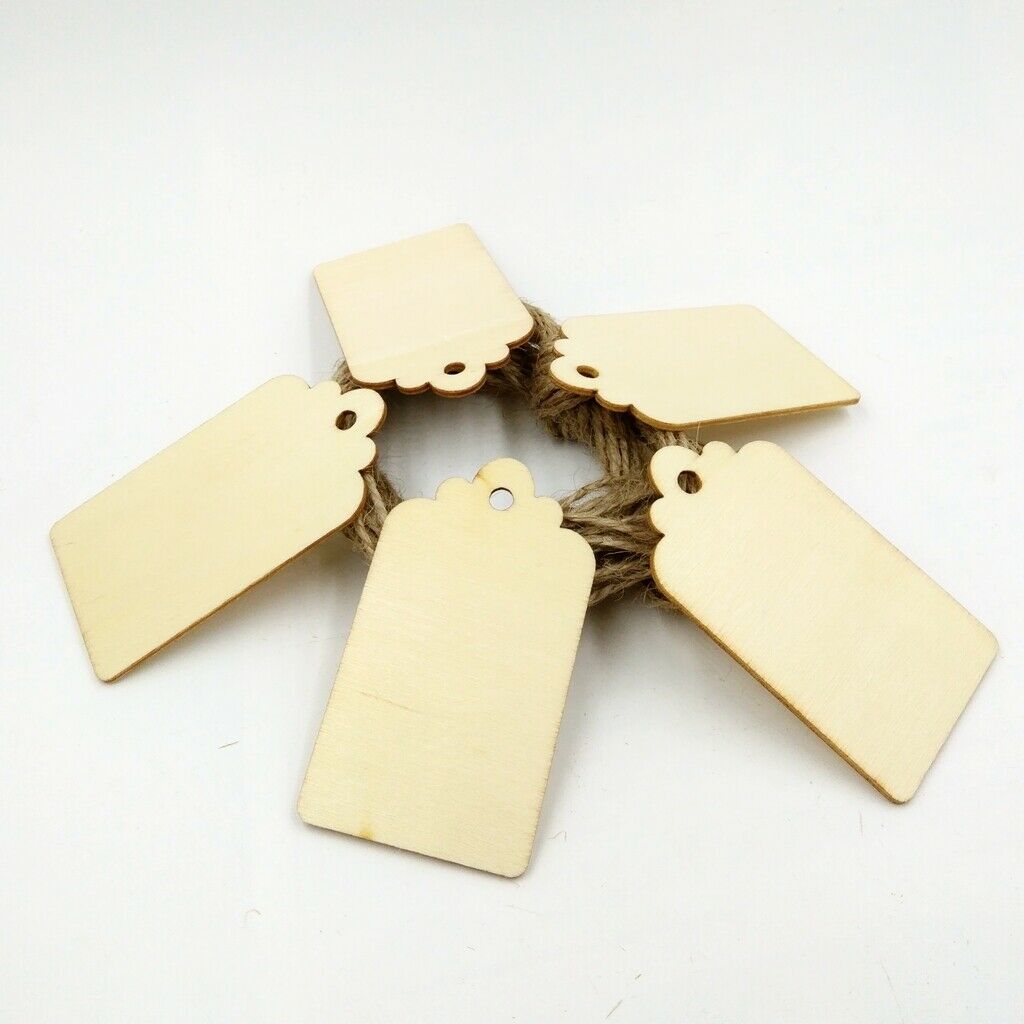 100pcs Unfinished Wood Embellishments Hanging Ornaments Wedding Party Decor