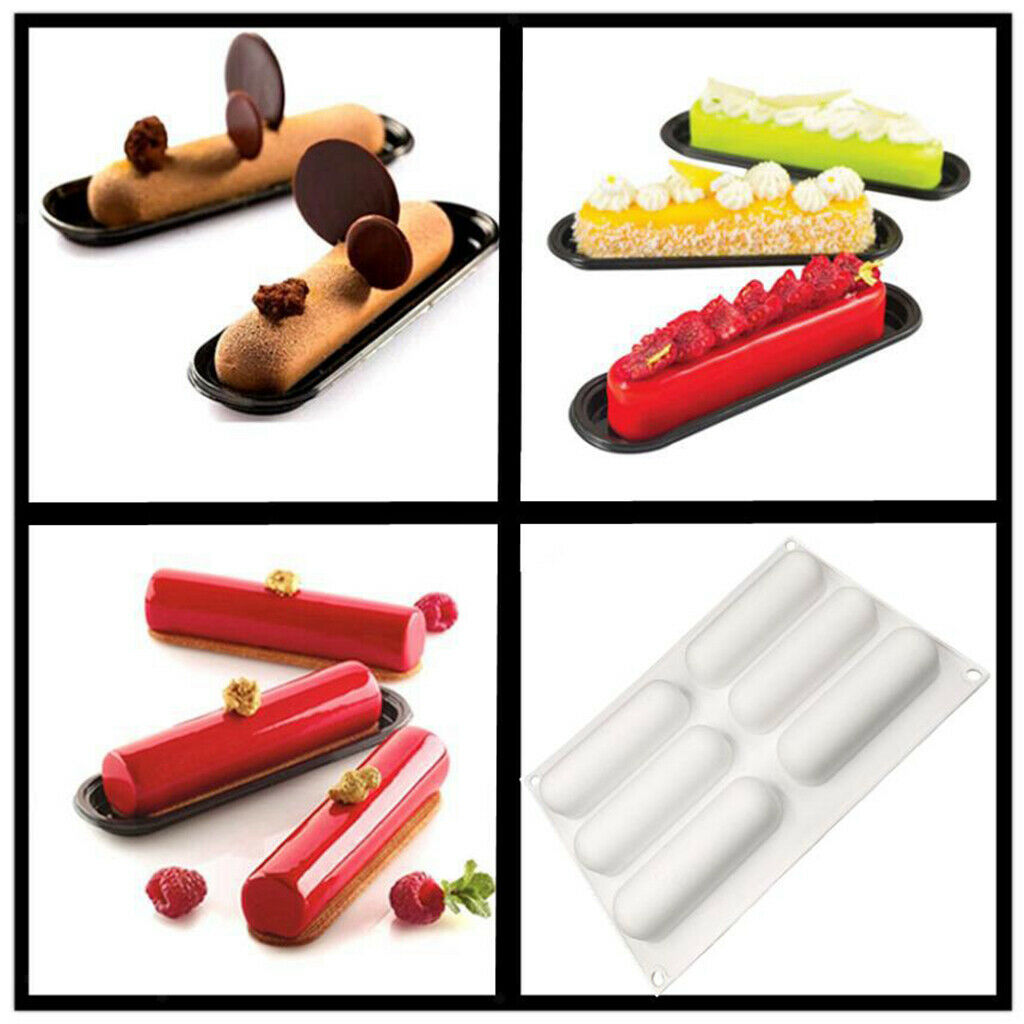 6 Cavities Long Strip Reusable Silicone Mold DIY Cake Dessert Brownie Pastry