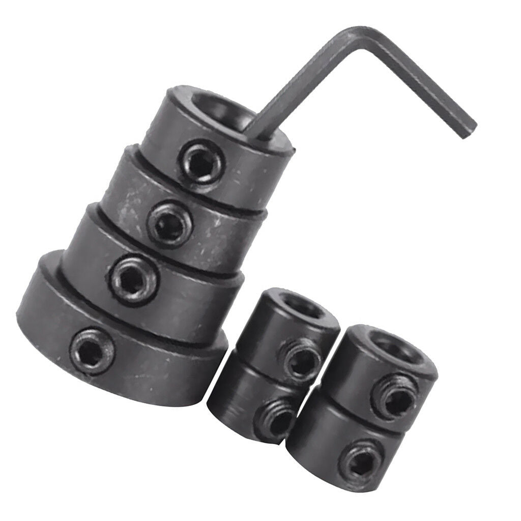 8Pcs Drill Depth Stop Collars Ring Dowel Shaft Chuck +Hex Wrench Woodworking