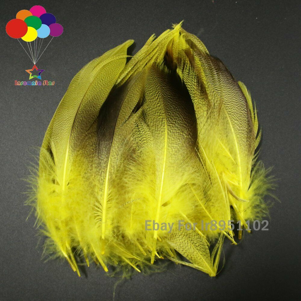 100 pcs Wholesale Yellow Duck Feathers Real Dyed Feather Duck Flank Decoration