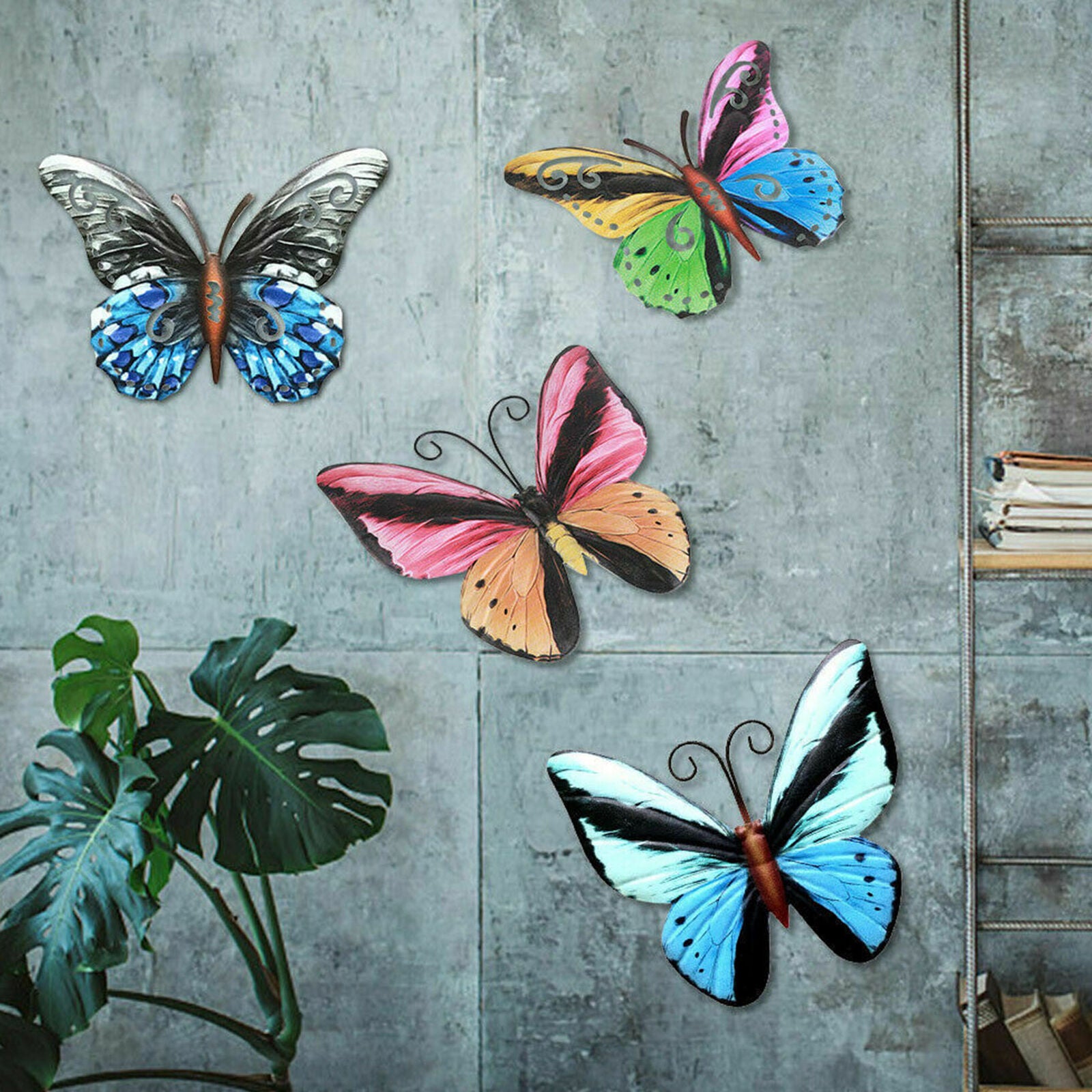 Pack of 4 Large Metal Butterflies Garden Ornament Butterfly Wall Art Home Decor