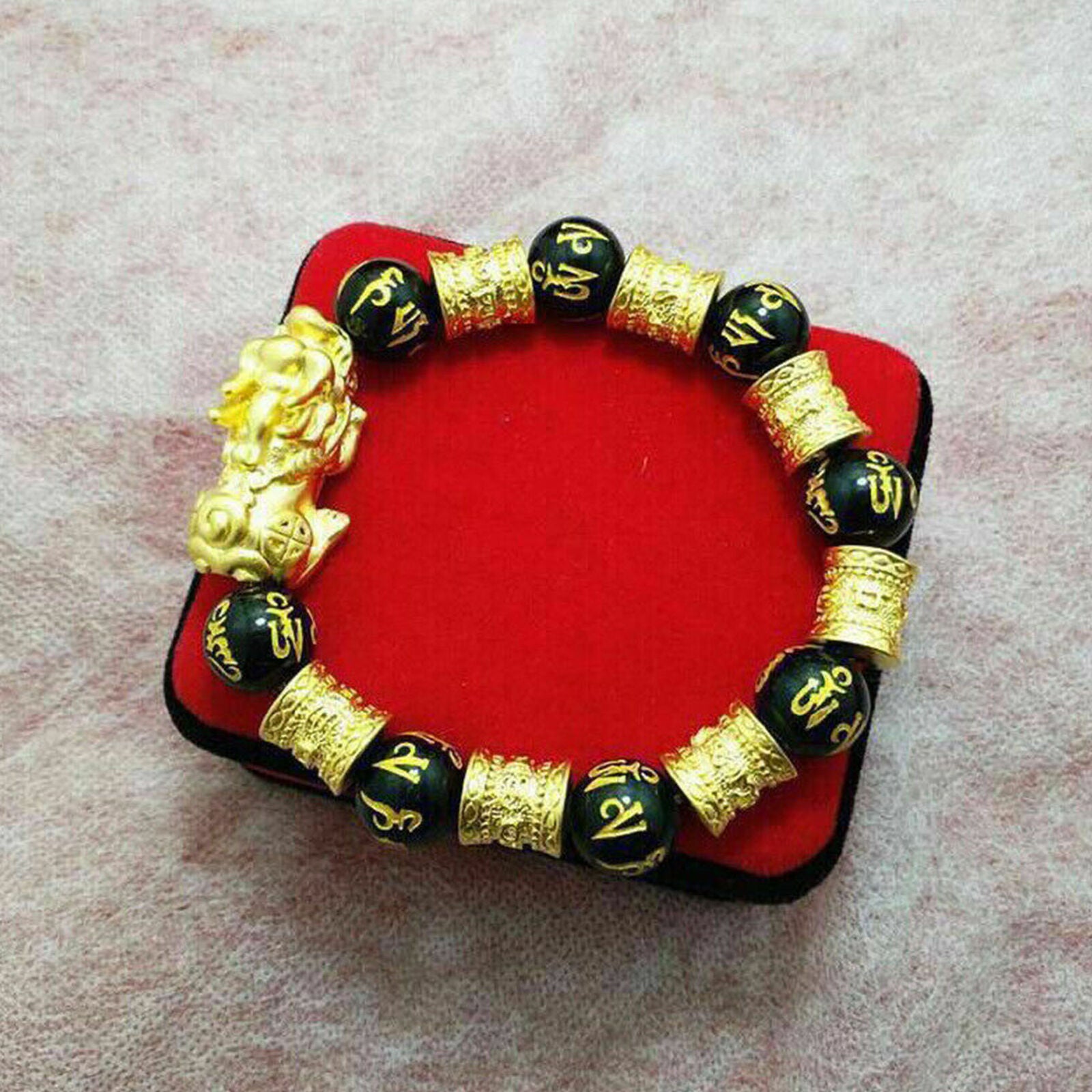 Black Obsidian Feng Shui Bracelet Quality Alloy Wealth Natural Stone