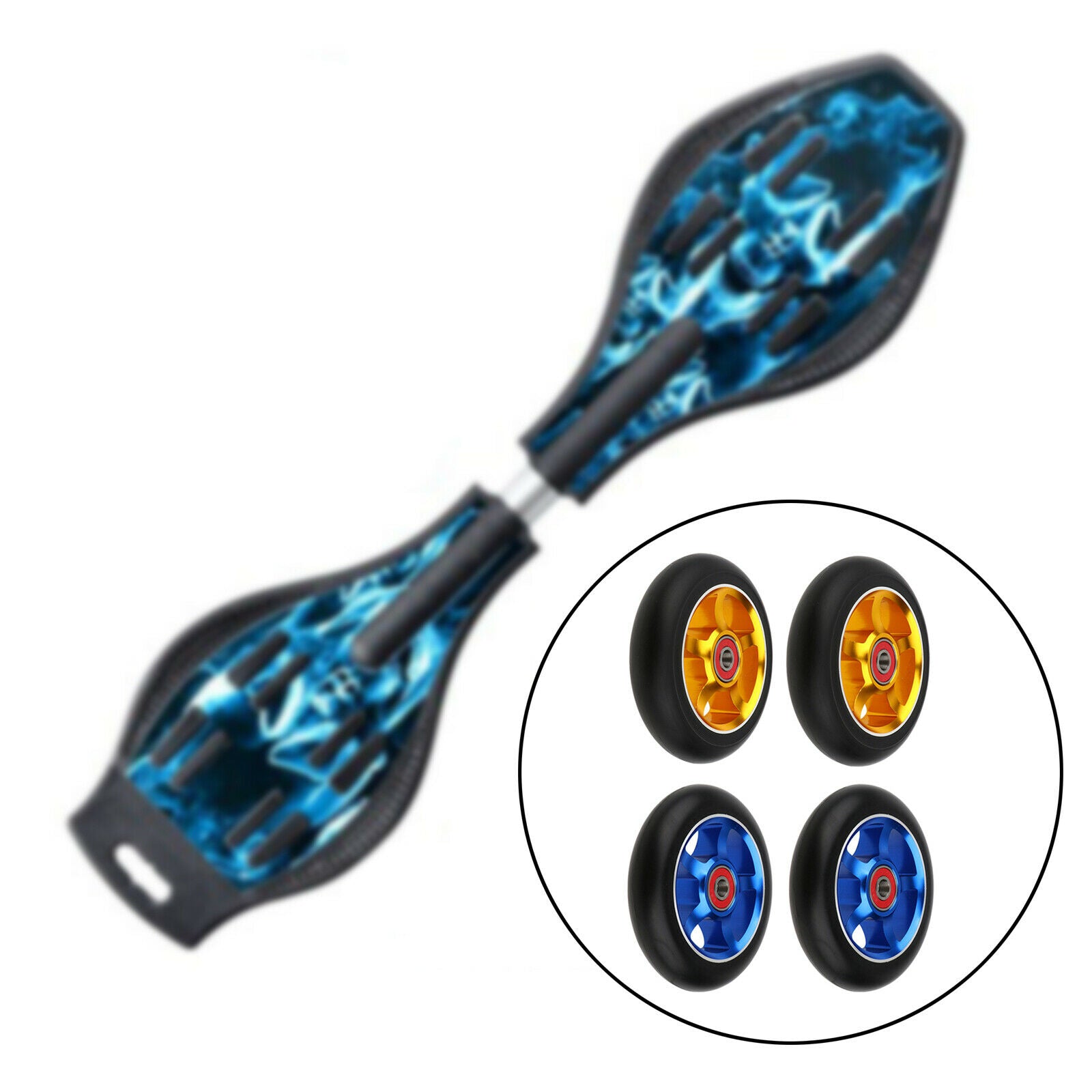 2 Sets of Spare Wheels 100mm with Bearings & Bushings Golden And Blue
