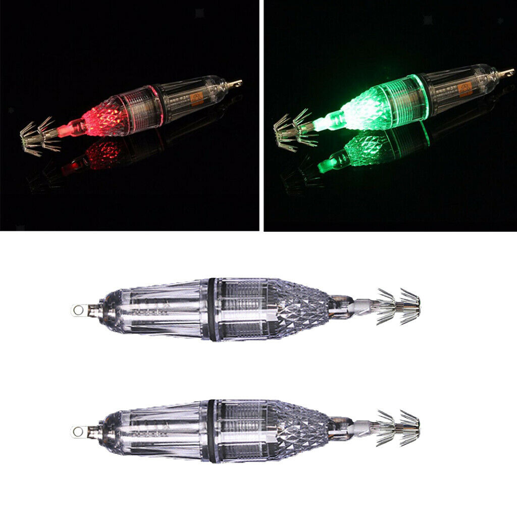 2Pcs LED Squid Jig Hook Umbrella Shaped Night Fishing Lure Hook Light 12cm