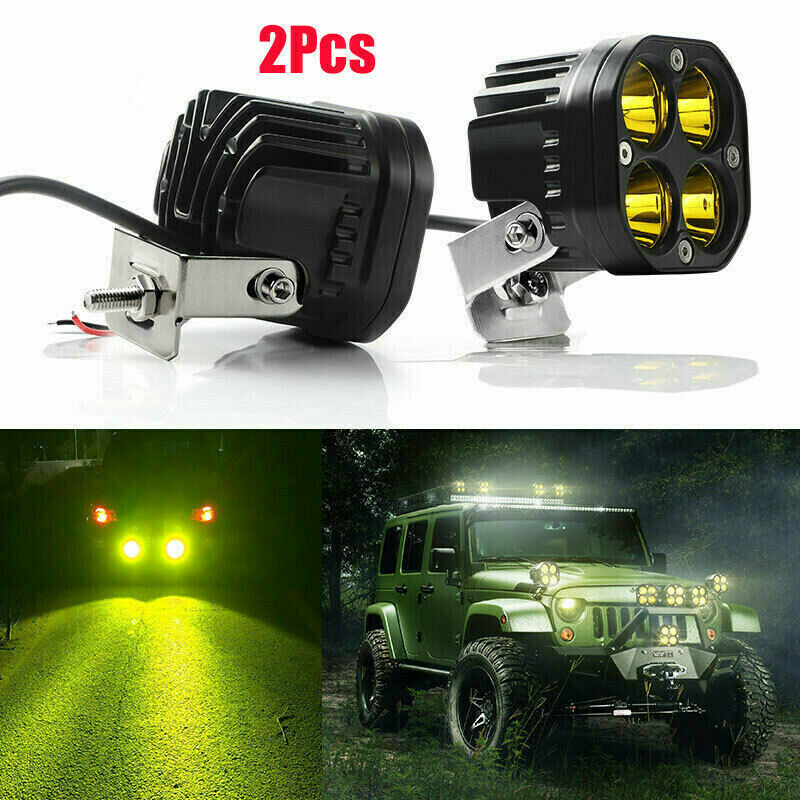 2X 3 in 40W LED Work Light Spot Pods Bar Driving Amber Fog Lamp Offroad Truck