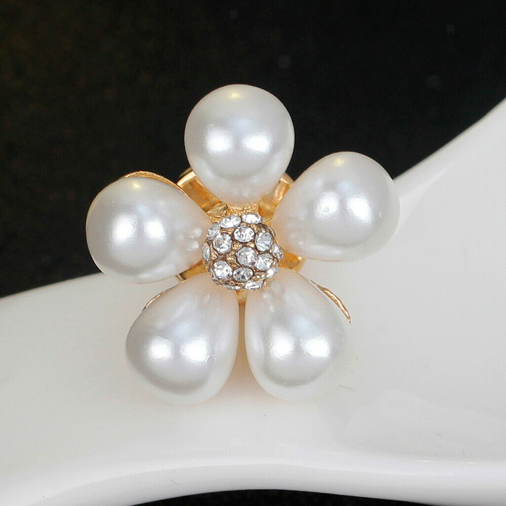 Women Alloy Simulated Pear Flower Brooch Lapel Pin Collar Tips White Jewelry