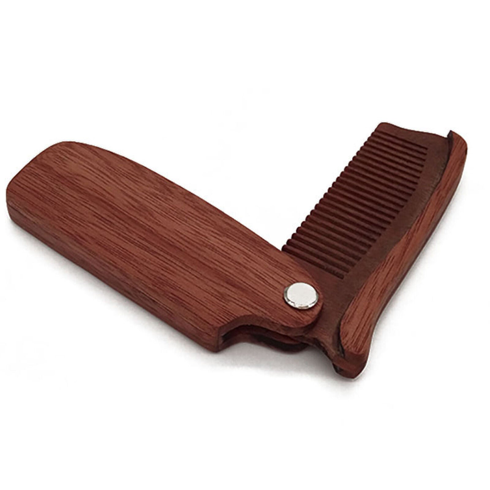 Anti-Static Sandalwood Wooden Folding Beard Mustache Comb Hair Brush Wide Tooth