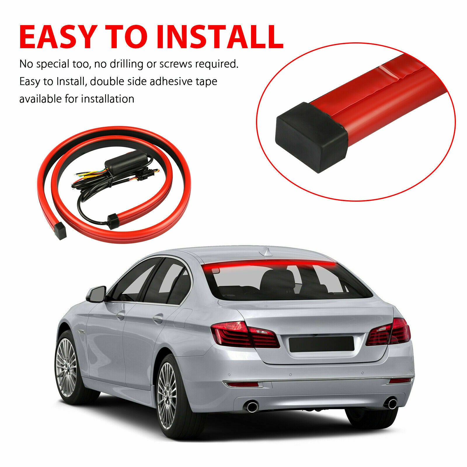40inch Car LED Rear 3rd Stop Brake Strip Light Signal Lamp Driving Warning Turn