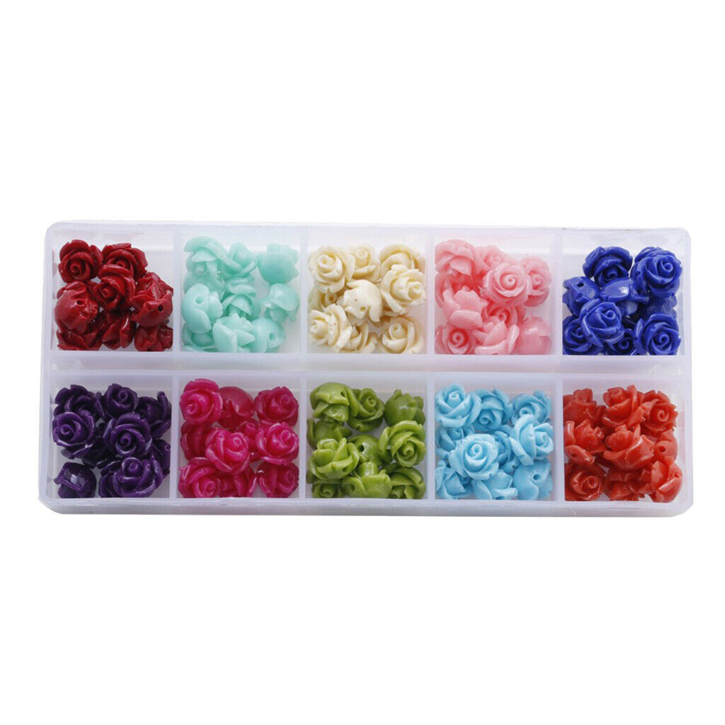 100pcs Flower Loose Beads Charms DIY Jewelry Scrapbooking Decorative Crafts