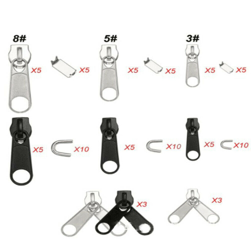 84Pcs Replacement zipper repair kit easy pull metal zipper heads install .l8