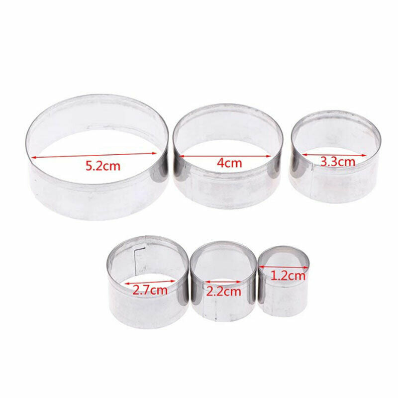 6pcs round Shape Mold Mousse Ring Mold Stainless Steel Cake Cutter Bake w.l8