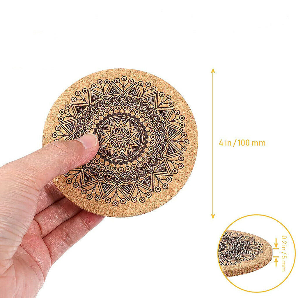 12Pack 4 Inches Absorbent Cork Coasters Cup Mat Drink Coaster for Office