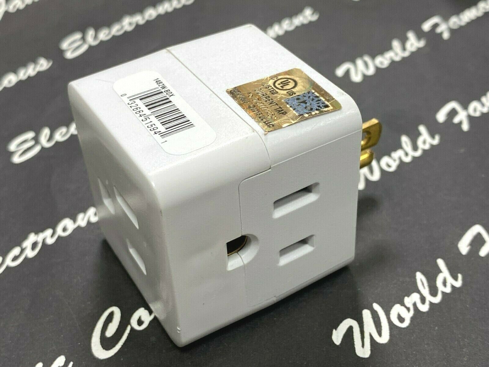 1pcs- EATON 1482W 15A 125V Three Outlet Cube Tap,Single Receptacle to 3 Outlets