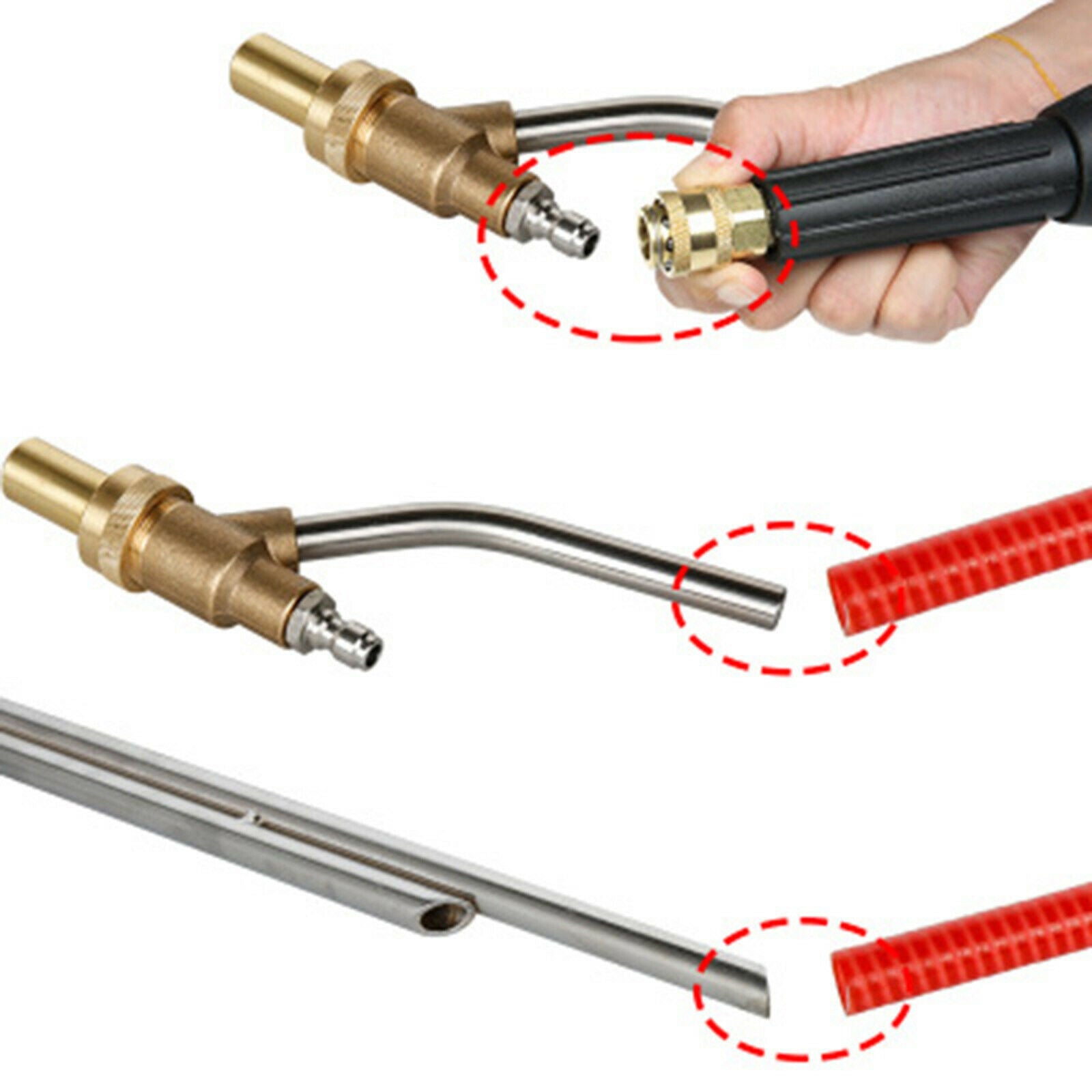 Stainless Steel Hose Pipe Joint Connectors for High Pressure Washer 1/4 21CM
