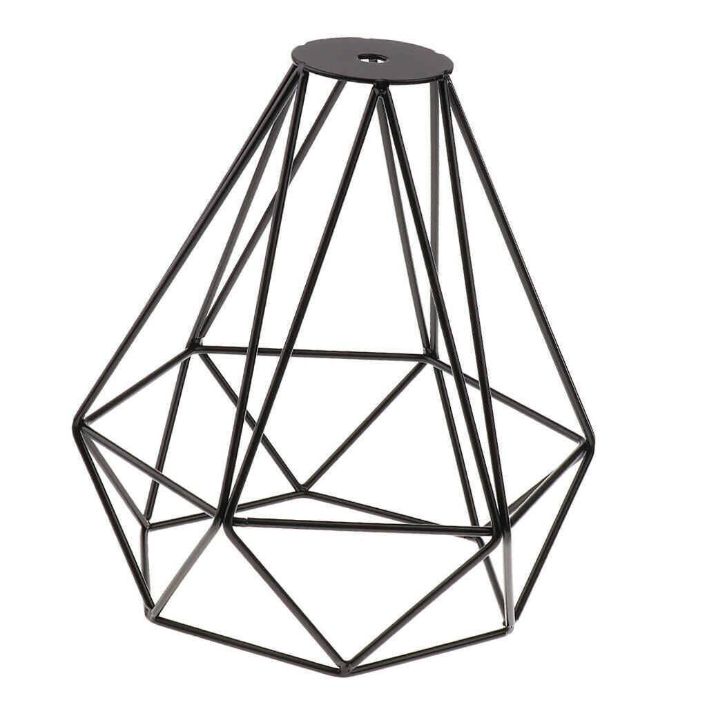 Retro Metal Diamond Pendant Ceiling Fixture Light Lamp Bulb Cage Decor Black