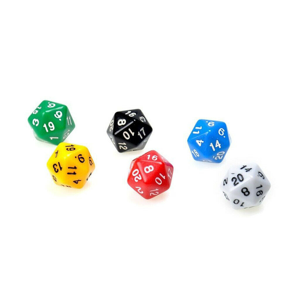 6Pcs 20 Sided Dice D20 for MTG TRPG D&D Roleplaying Casino KTV Game Supplies
