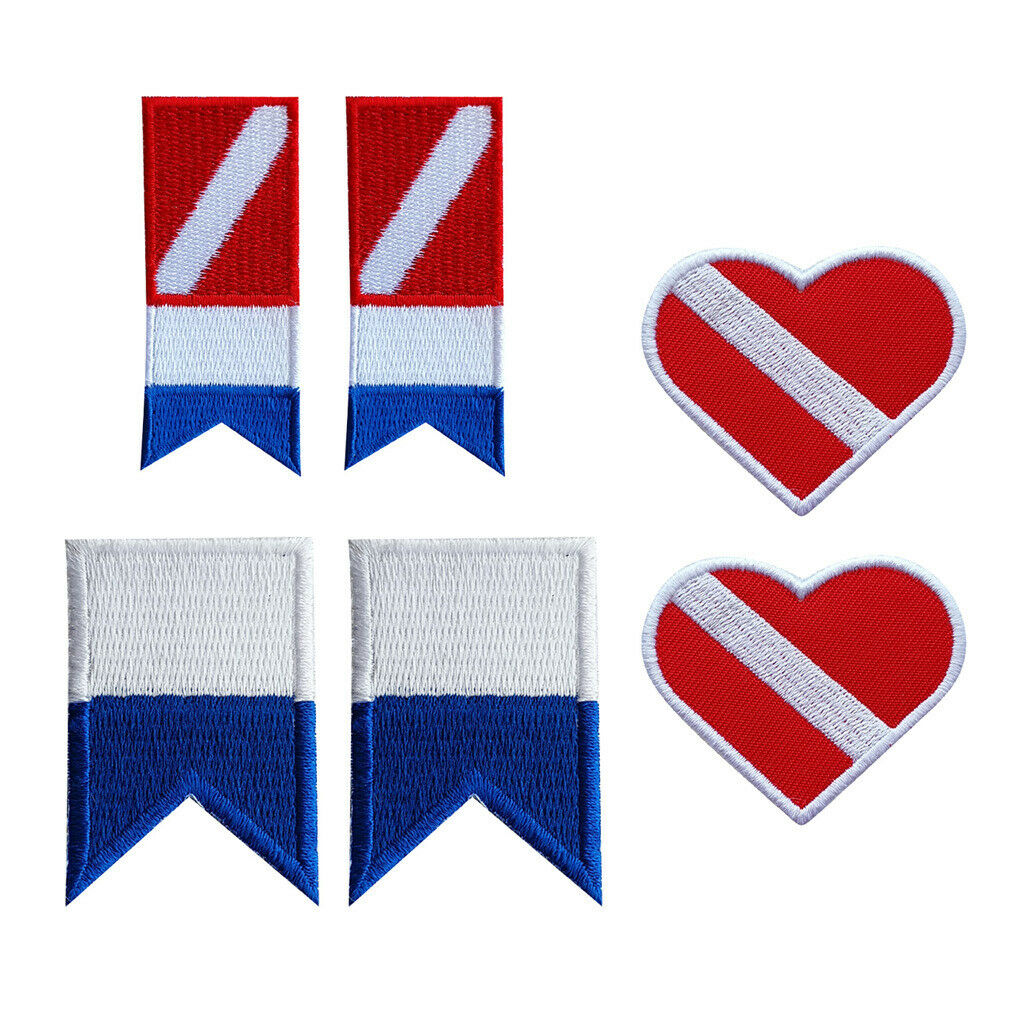3 Pairs Scuba Diving Flag Embroidered Patch Letters Iron on Badge