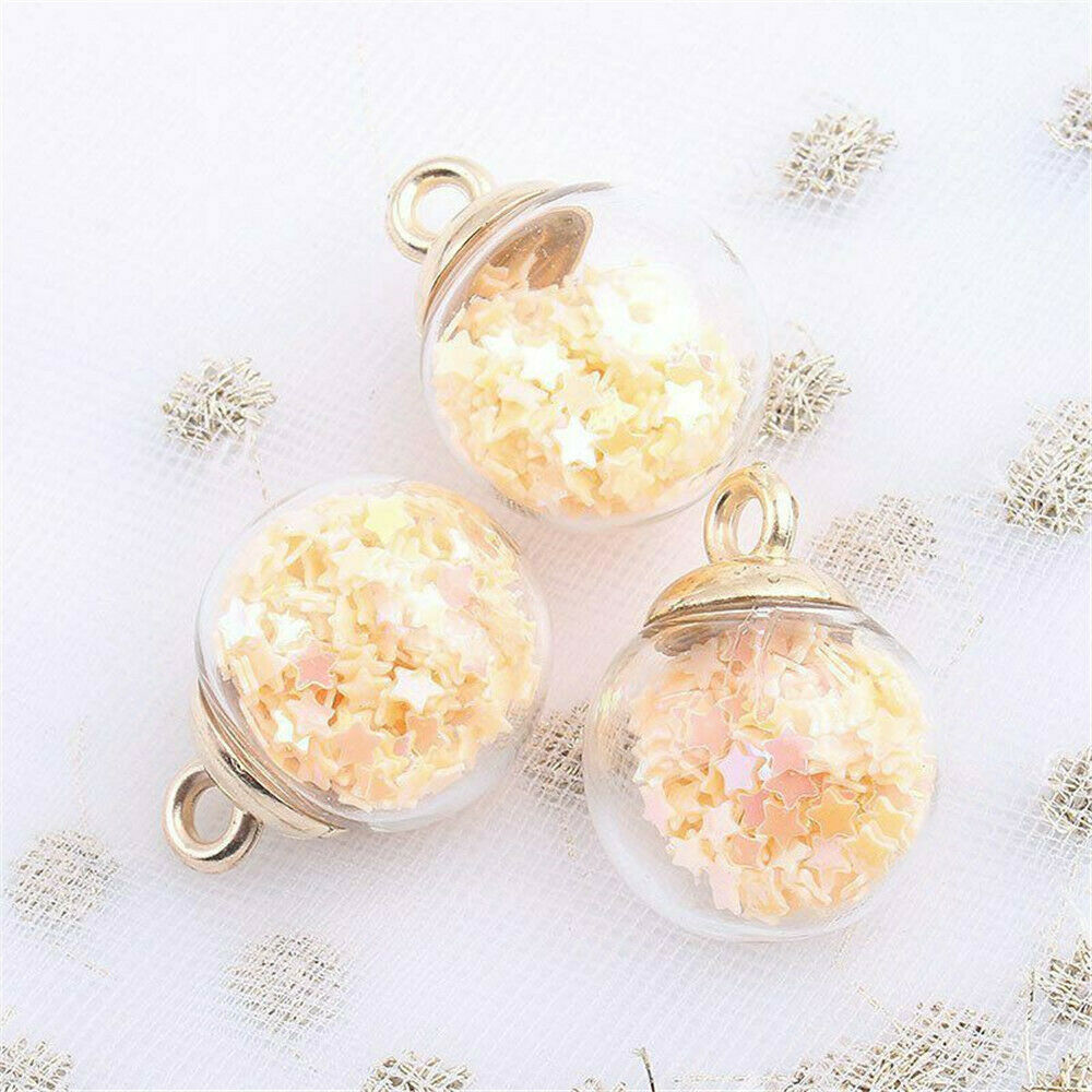 20Pcs Glass Balls Pendants Confetti Making Charms Round Transparent DIY Jewelry.