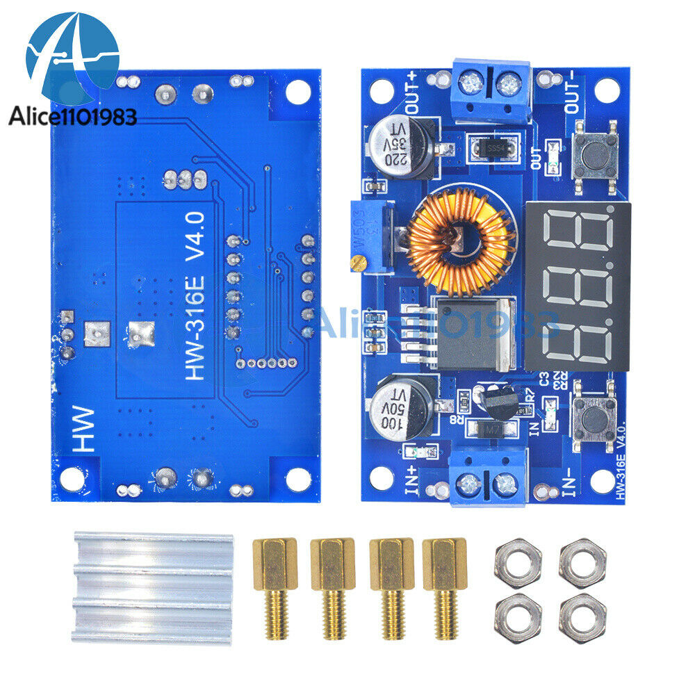 2PCS 5A Adjustable Power CC/CV Step-down Charge Module LED Driver With Voltmeter